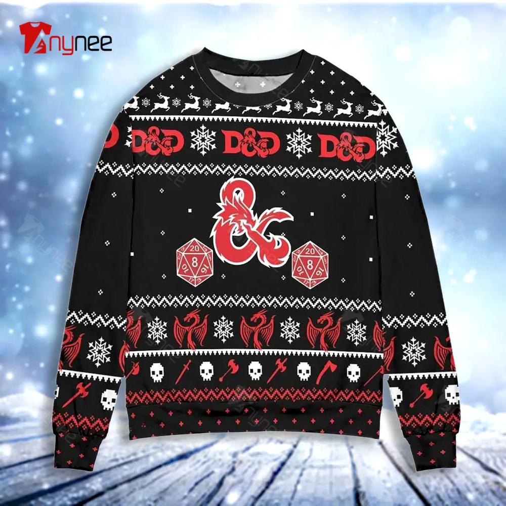 Dungeons And Dragons Dice Snowflake Christmas Ugly Christmas Sweater- Best Christmas Gifts 2023