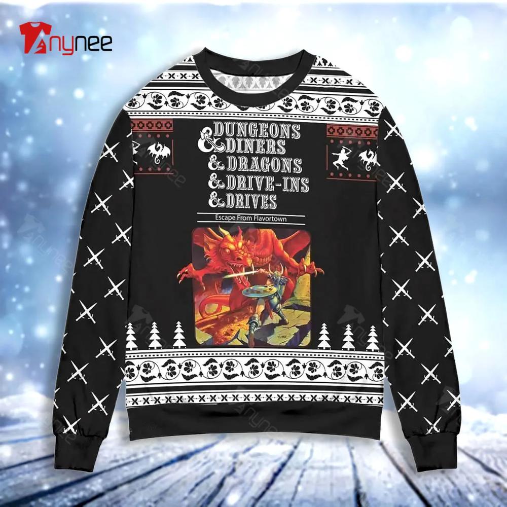 Dungeons Diners Dragons Drive-Ins Drives Ugly Christmas Sweater- Best Christmas Gifts 2023