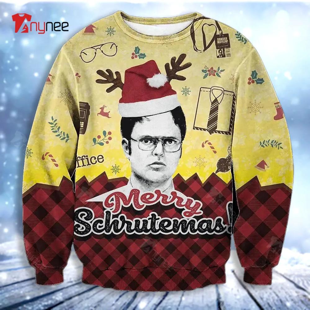 Dwight Schrute The Office Merry Schrutemas Christmas Ugly Christmas Sweater- Best Christmas Gifts 2023