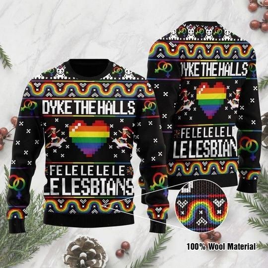 Dyke The Halls Fe Le Le Le Le Le Lesbians Ugly Christmas Sweater | For Men & Women | Adult | US1121- Best Christmas Gifts 2023