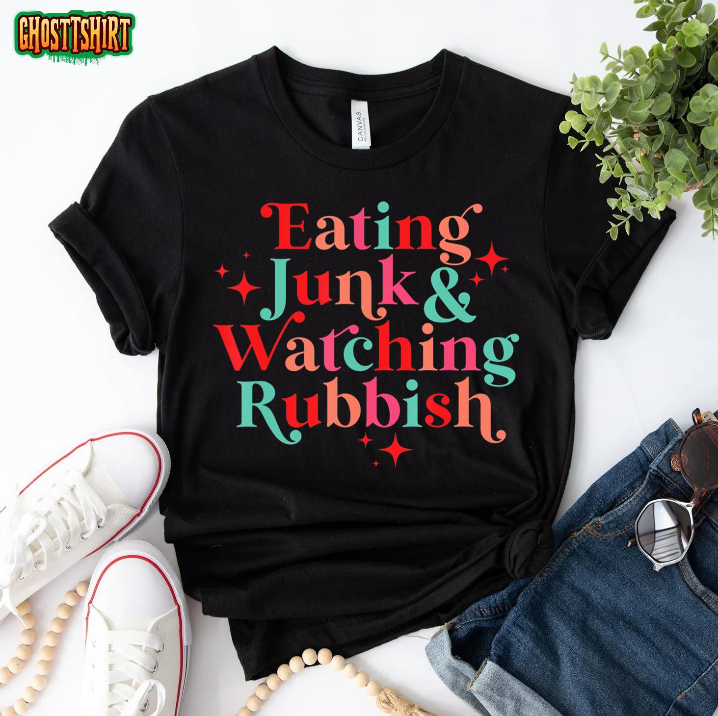 Eating Junk & Watching Rubbish Funny Christmas T-Shirt