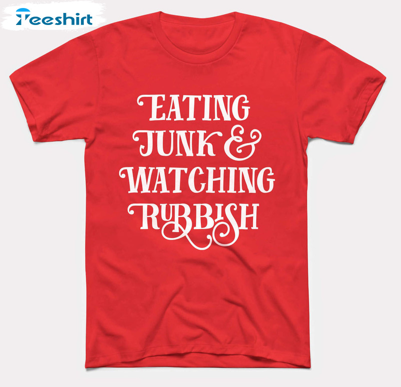 Eating Junk Amp Watching Rubbish Shirt, Funny Christmas Santa Long Sleeve Unisex T-shirt