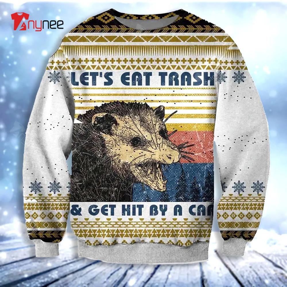 Ed Lets Eat The Trash Get Hit By A Car Womens Ugly Christmas Sweater- Best Christmas Gifts 2023