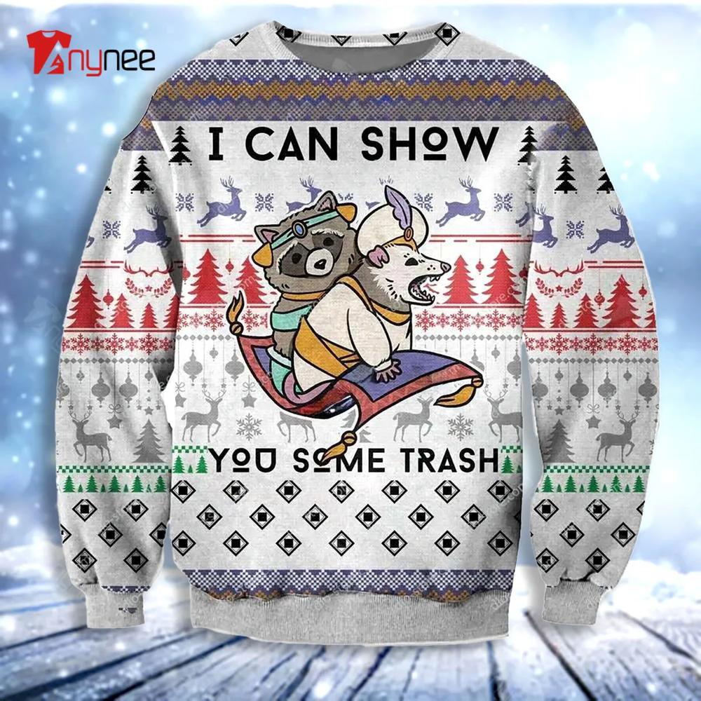 Ed Raccon I Can Show You Some Trash Womens Ugly Christmas Sweater- Best Christmas Gifts 2023