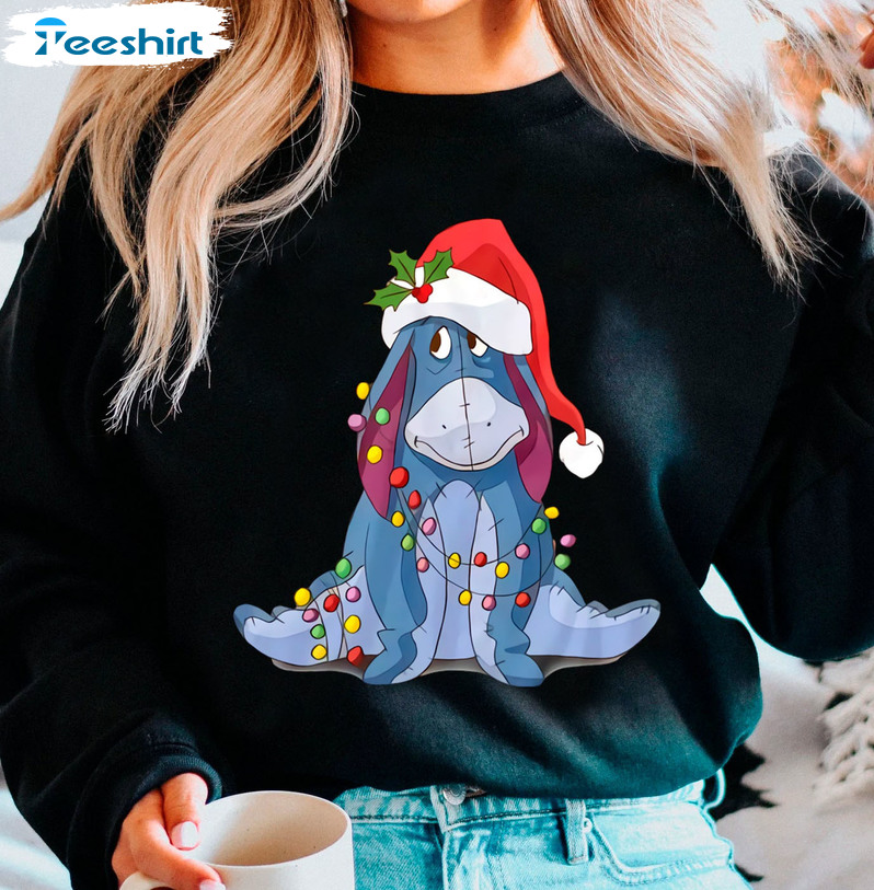 Eeyore Christmas Lights Shirt, Santa Christmas Unisex T-shirt Long Sleeve