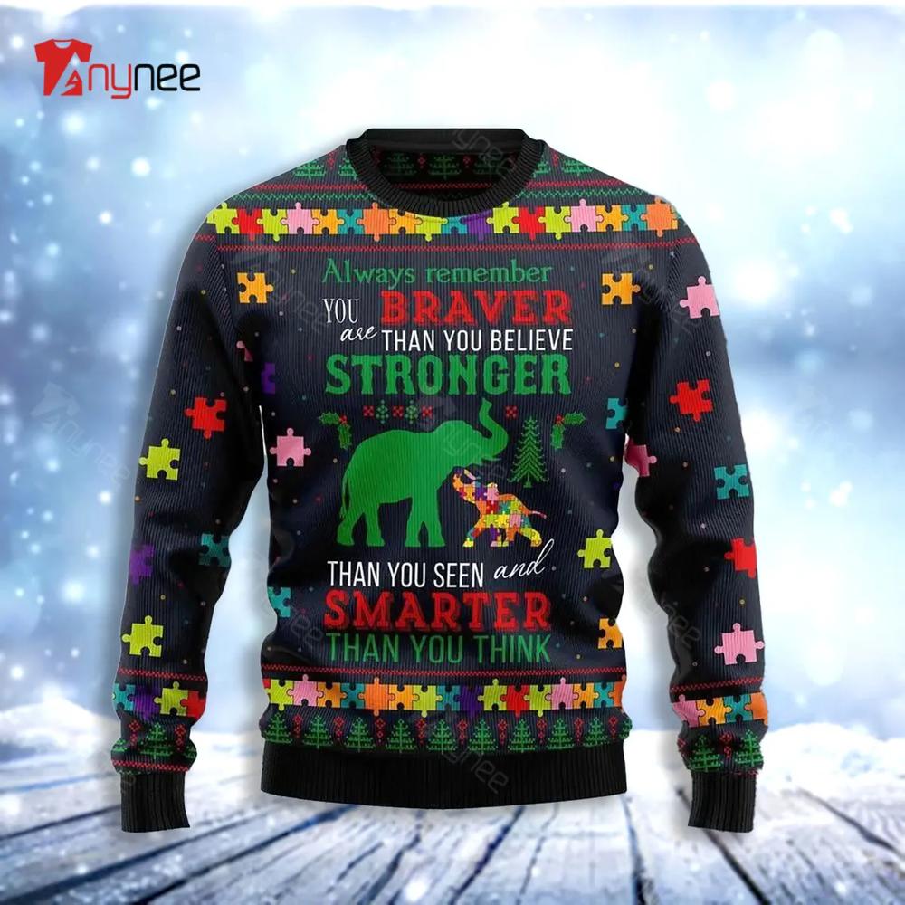 Elephant Autism Awareness Ugly Christmas Sweater- Best Christmas Gifts 2023