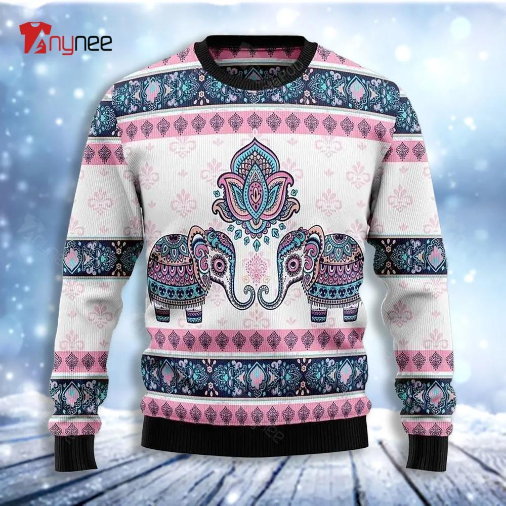 Elephants Mandala Ugly Christmas Sweater- Best Christmas Gifts 2023