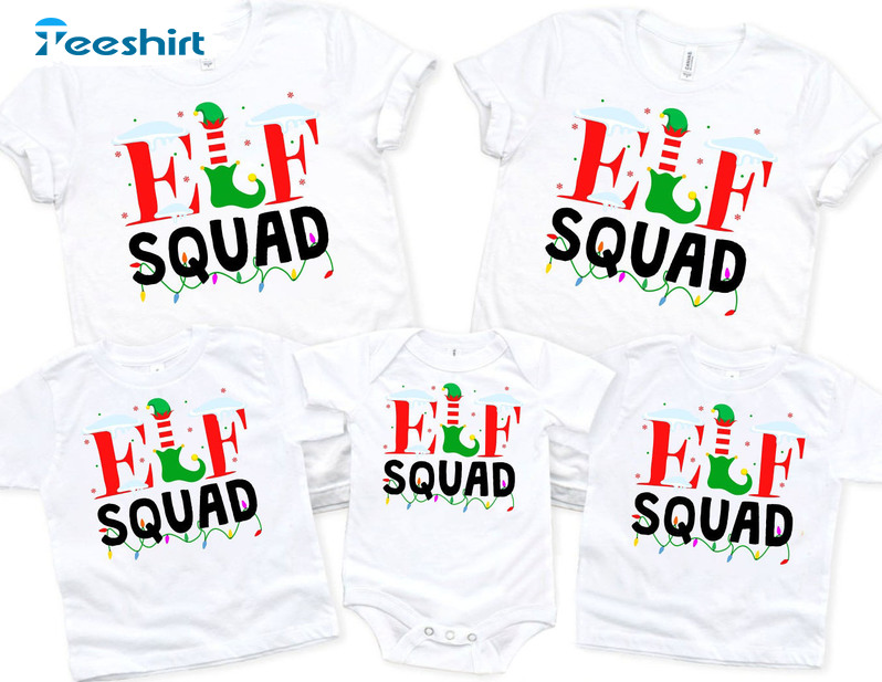 Elf Squad Christmas Shirt, Funny Tee Tops Short Sleeve