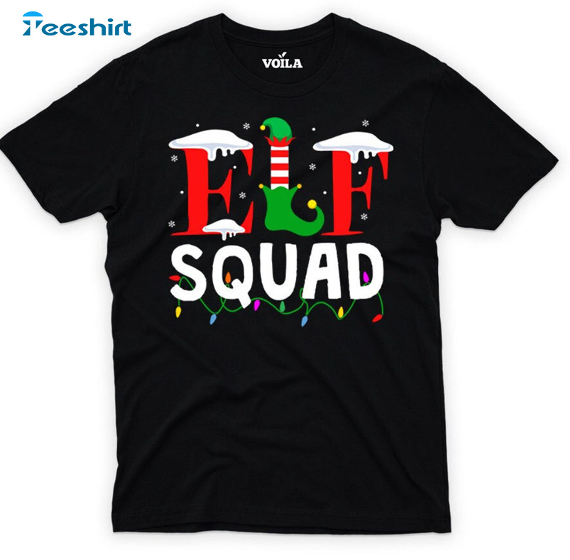 Elf Squad Christmas Shirt, Funny Tee Tops Short Sleeve