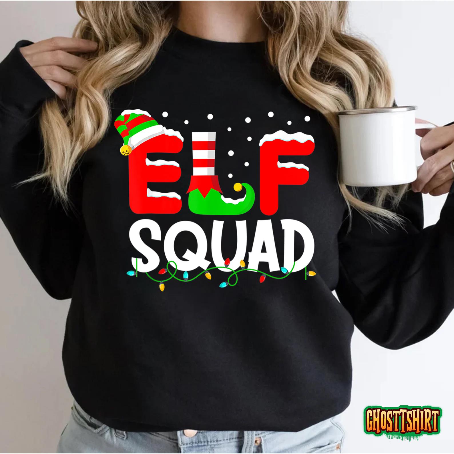 Elf Squad Shirt Funny Family Christmas Matching Pajamas Xmas T-Shirt