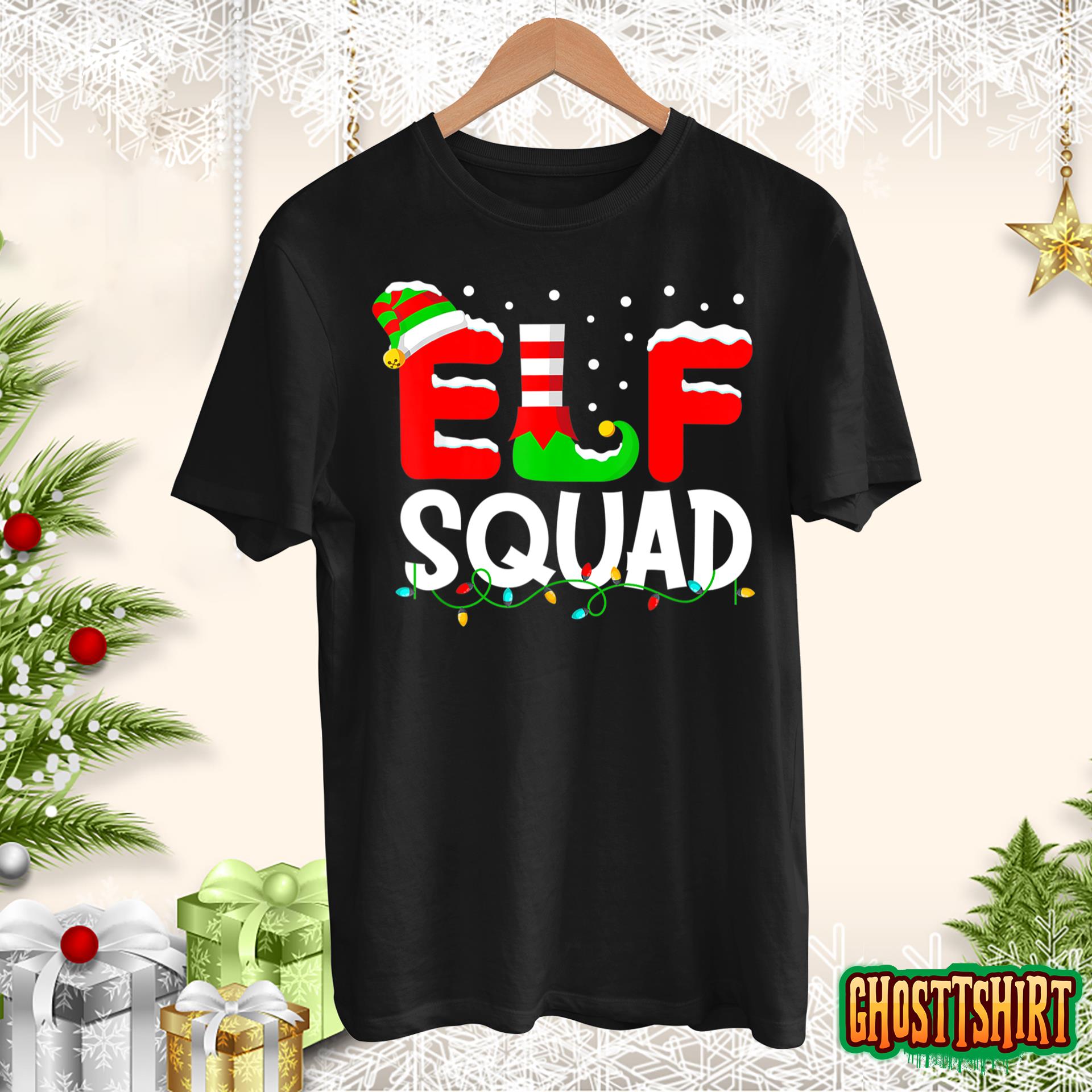 Elf Squad Shirt Funny Family Christmas Matching Pajamas Xmas T-Shirt