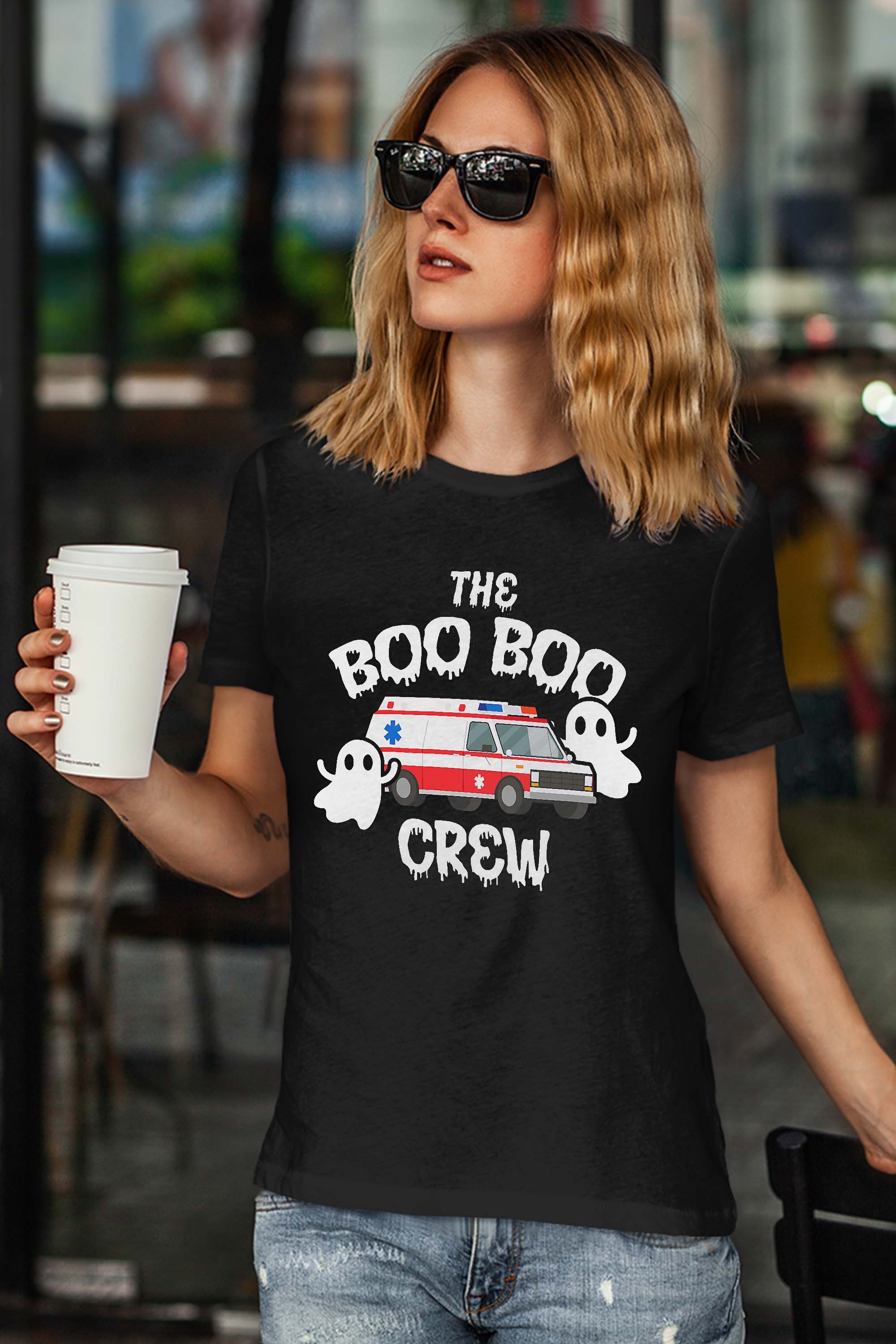 EMT Paramedic EMS Boo Boo Crew Ambulance Ghost Halloween T-Shirt