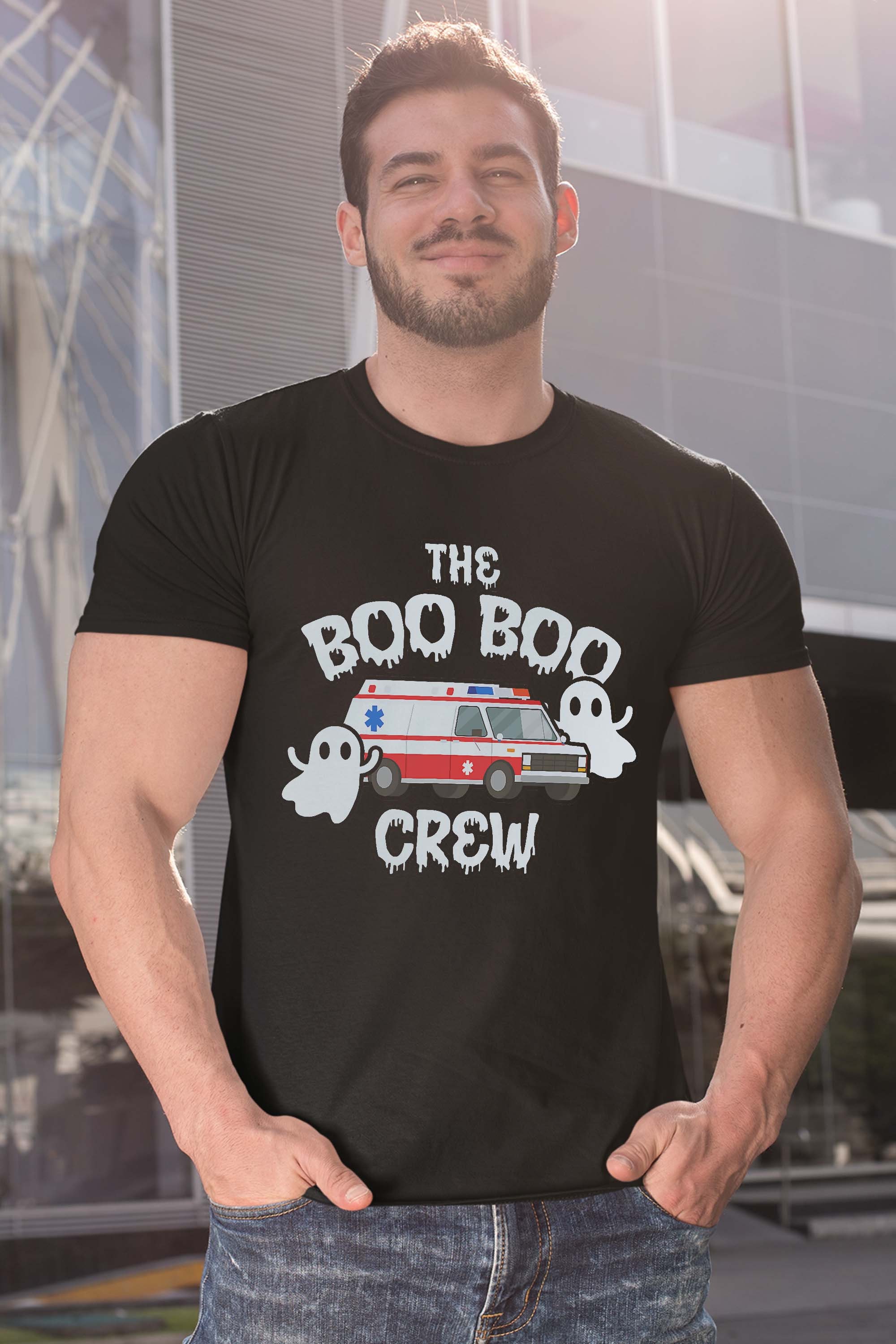 EMT Paramedic EMS Boo Boo Crew Ambulance Ghost Halloween T-Shirt