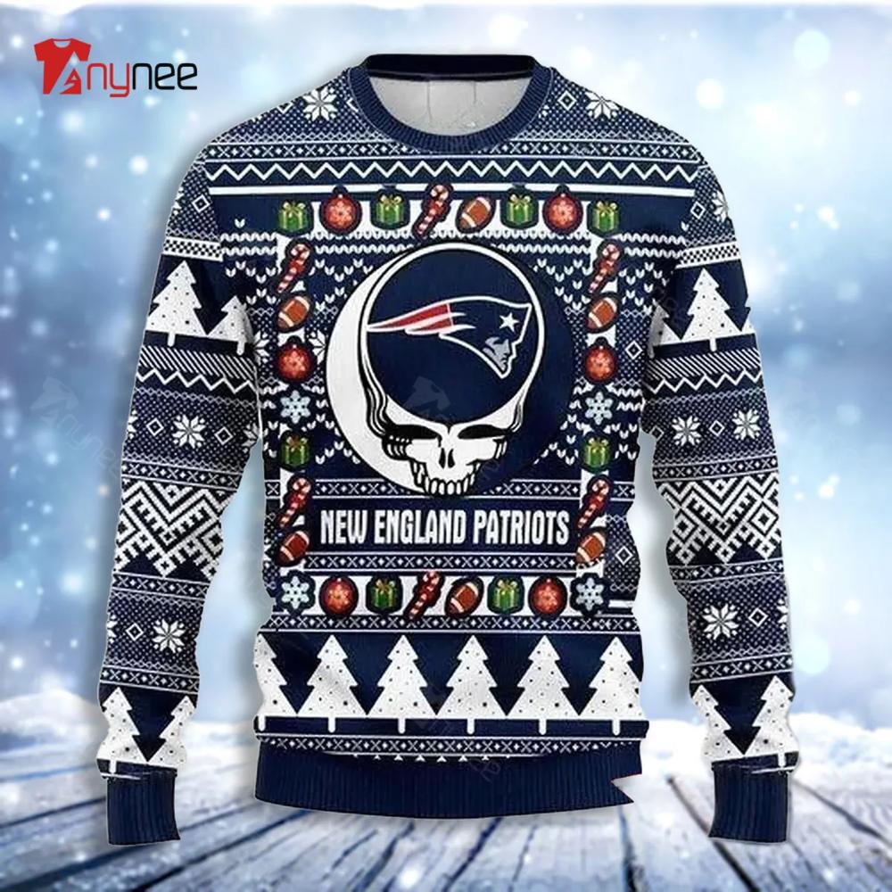 England Patriots Grateful Dead Ugly Christmas Sweater- Best Christmas Gifts 2023