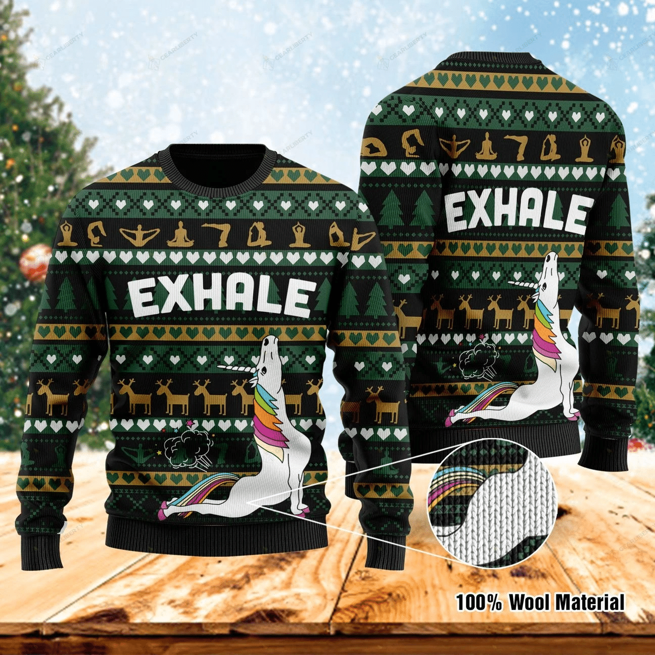 Exhale Yoga Ugly Christmas Sweater | For Men & Women | Adult | US1246- Best Christmas Gifts 2023