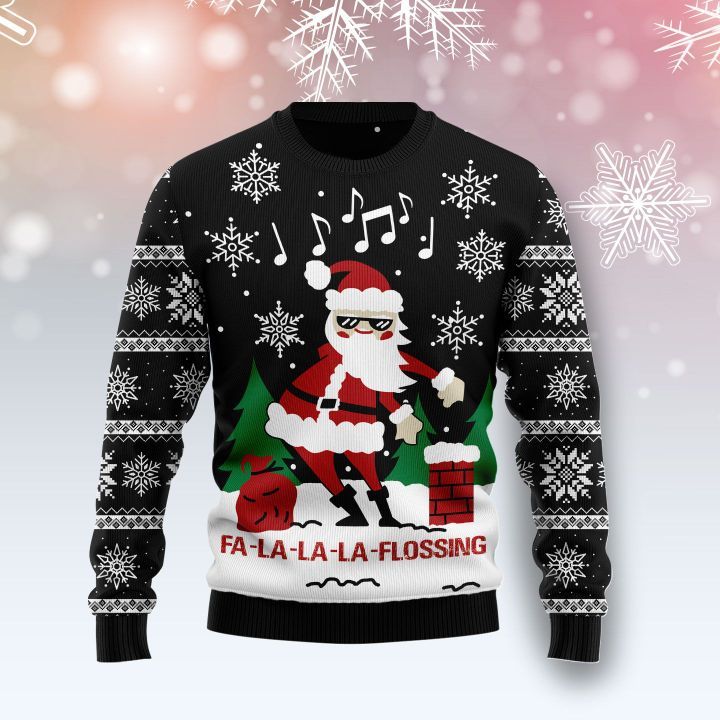 Fa La La La Flossing Santa Claus Ugly Christmas Sweater | For Men & Women | Adult | US1495- Best Christmas Gifts 2023