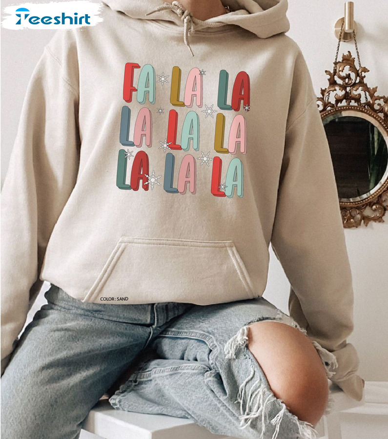 Fa La La La La Christmas Sweatshirt, Colorful Unisex Hoodie Sweatshirt