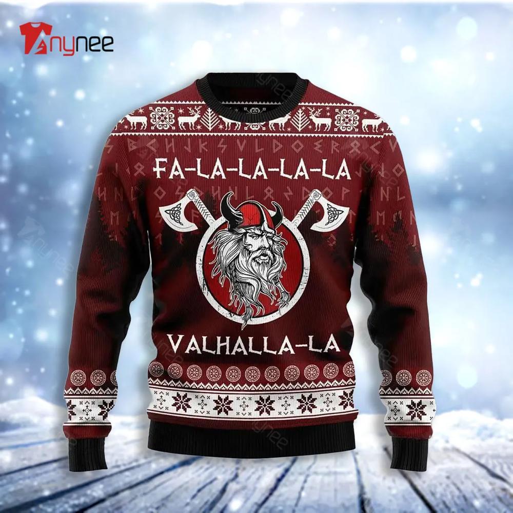 Fa La La La Valhalla La Viking Ugly Christmas Sweater- Best Christmas Gifts 2023