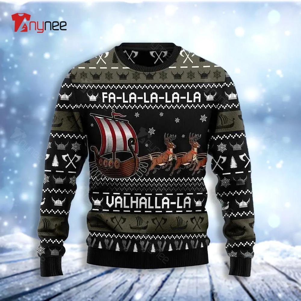 Fa-La-La-Valhalla Viking Christmas Ugly Christmas Sweater- Best Christmas Gifts 2023