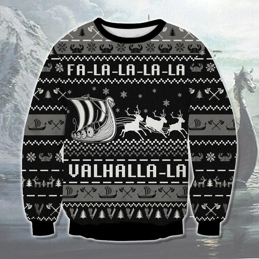 Fa-la-la-valhalla Viking Ship Ugly Christmas Sweater | For Men & Women | Adult | US1909- Best Christmas Gifts 2023