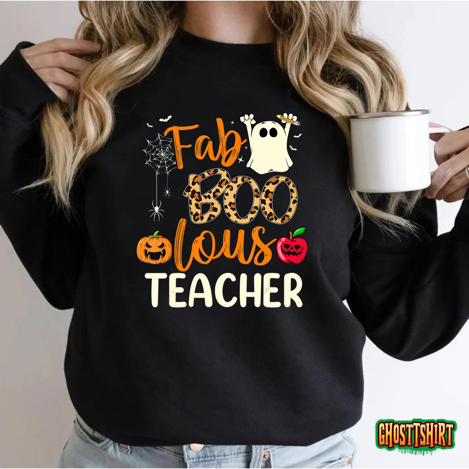 Fab Boo Lous Teacher Leopard Spooky Halloween Costume T-Shirt