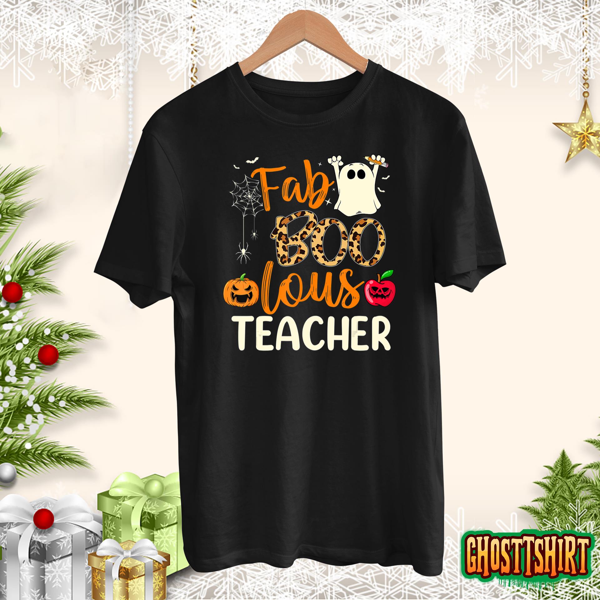 Fab Boo Lous Teacher Leopard Spooky Halloween Costume T-Shirt