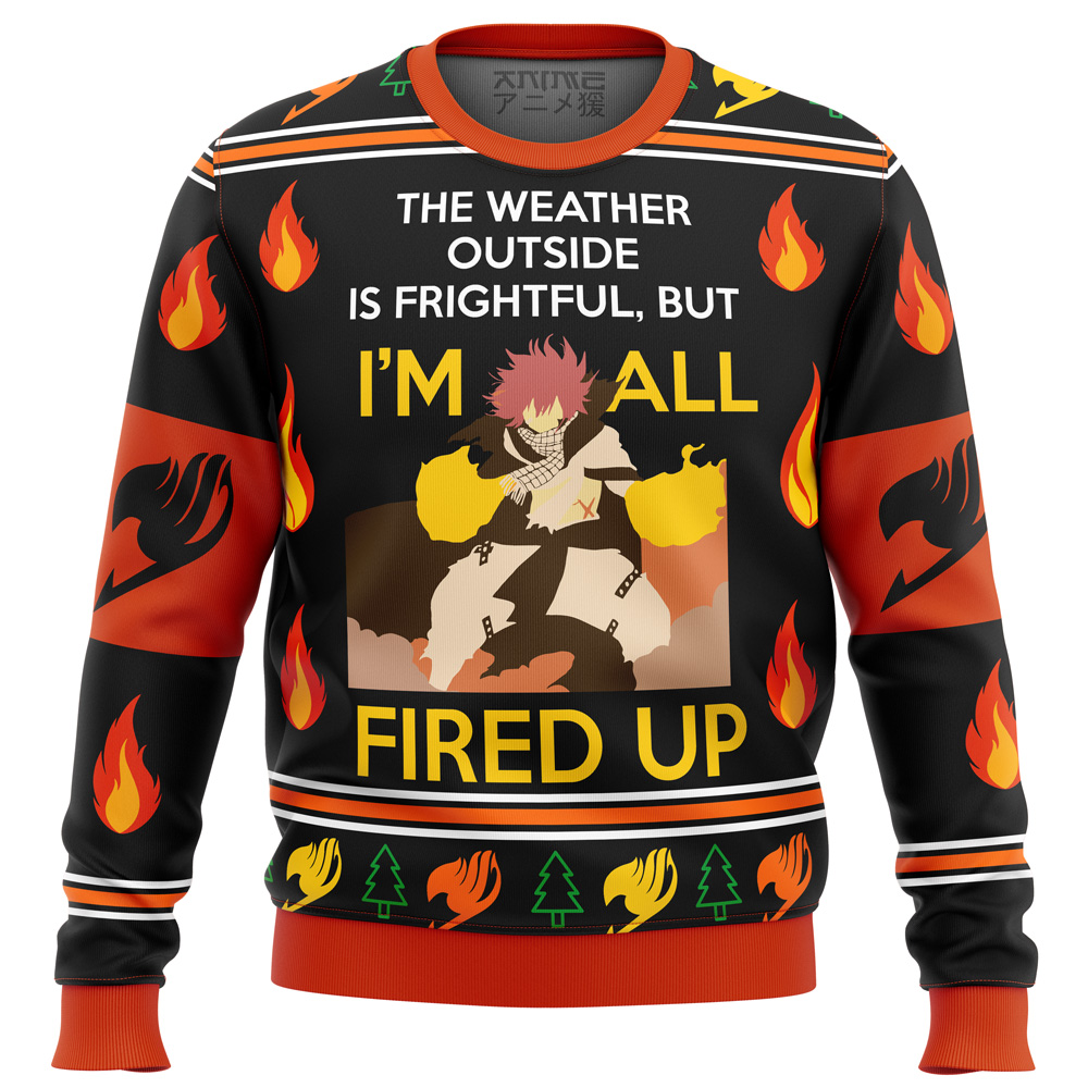 Fairy Tail Natsu fired up Ugly Christmas Sweater- Best Christmas Gifts 2023