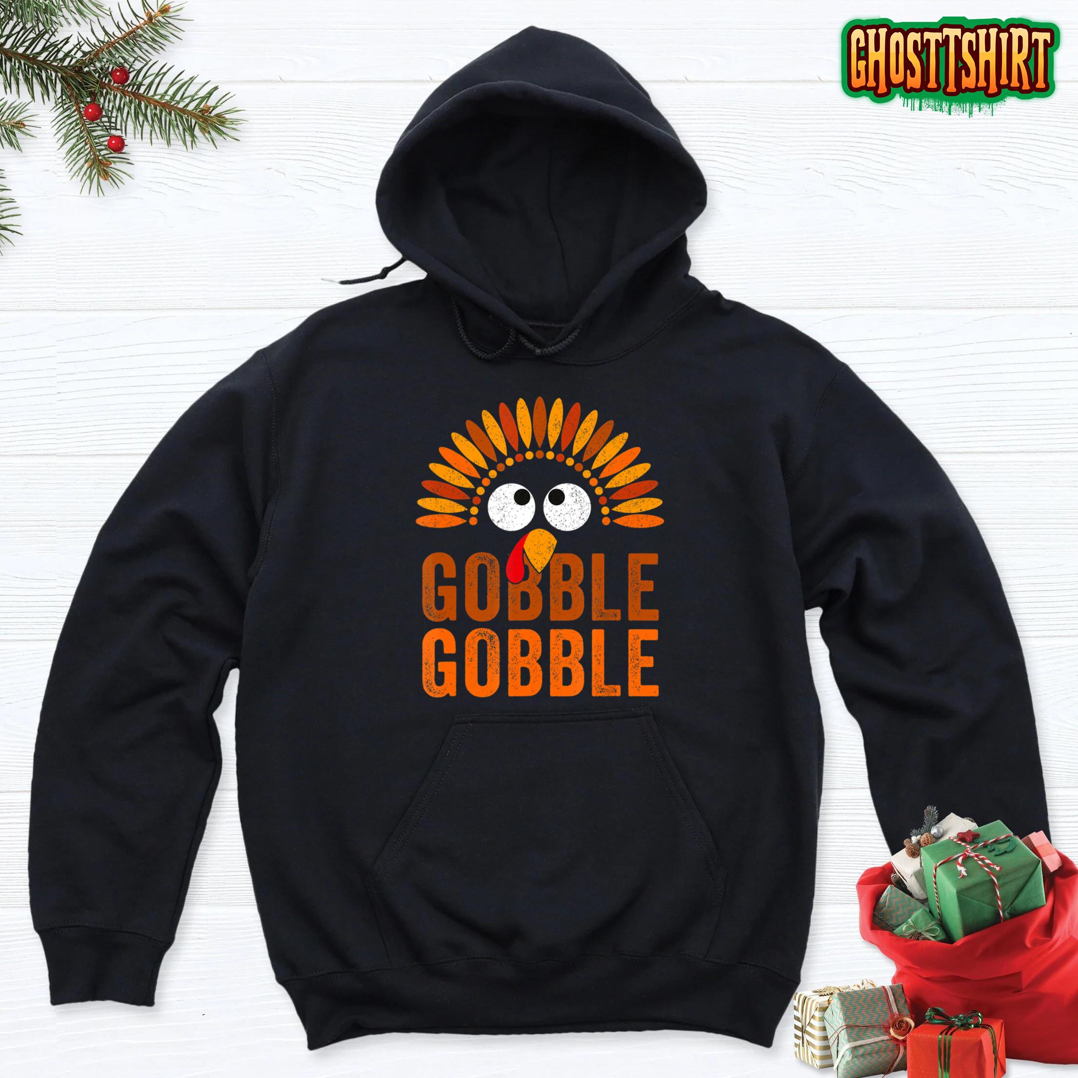 Fall Saying Funny Turkey Trot Thanksgiving Gobble Gobble Hoodie