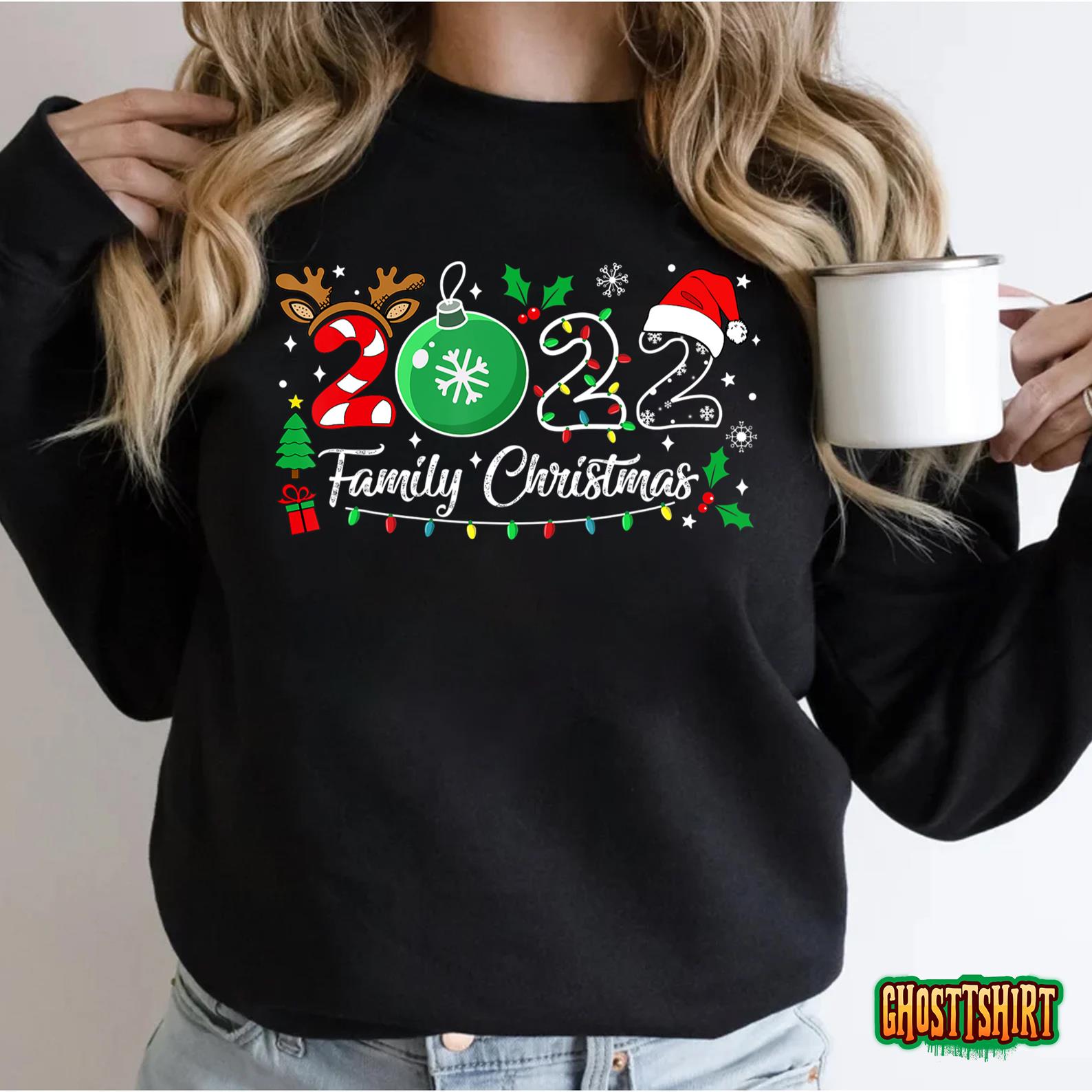 Family Christmas 2022 Merry Xmas Ball Light Garden Reindeer Sweatshirt