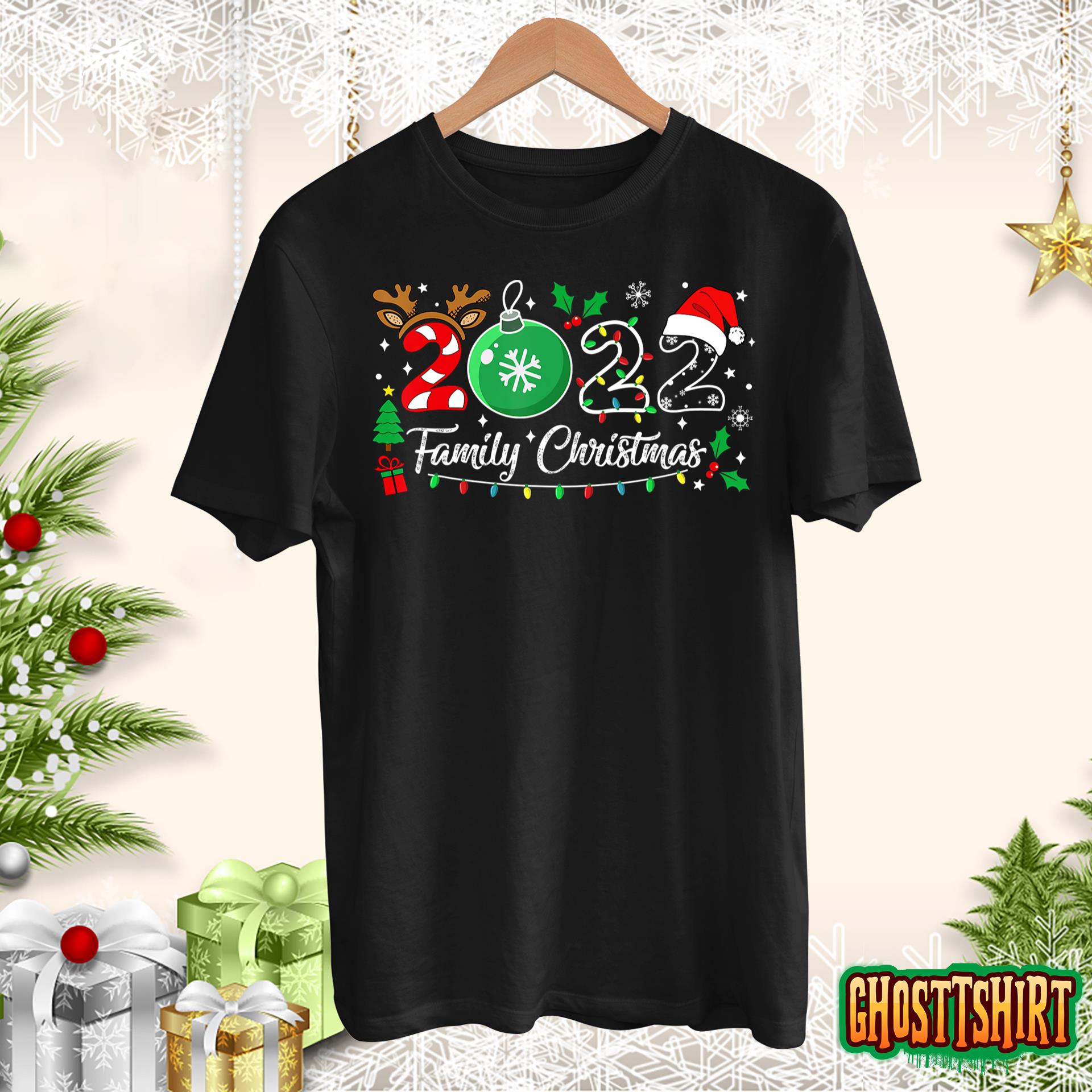 Family Christmas 2022 Merry Xmas Ball Light Garden Reindeer Sweatshirt