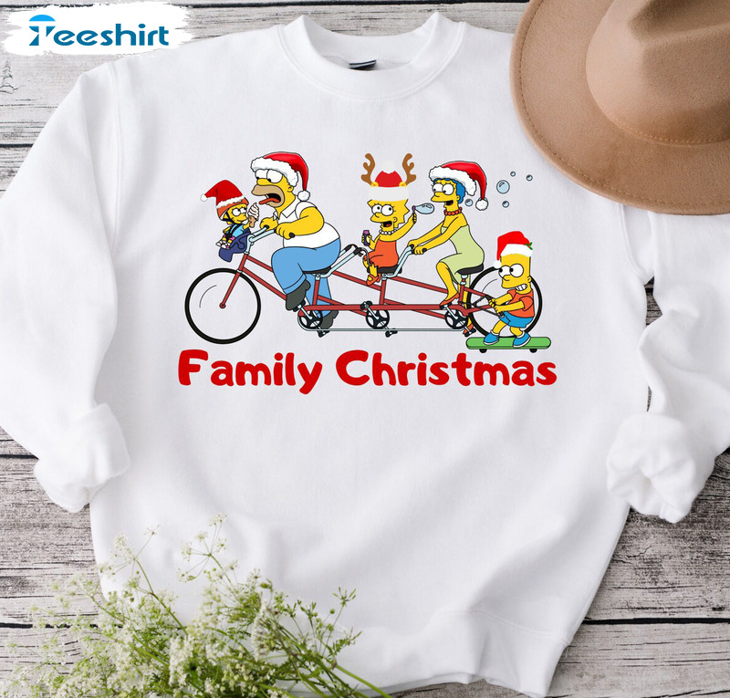 Family Christmas Sweatshirt, The Simpsons Short Sleeve Sweatshirt