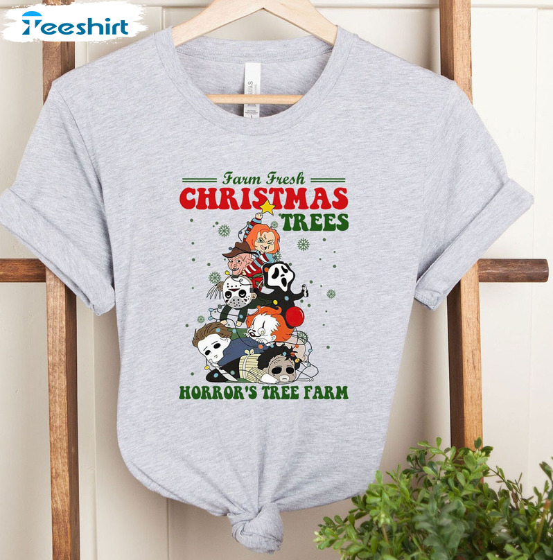 Farm Fresh Christmas Tree Horror’s Tree Farm Shirt, Christmas Unisex T-shirt Crewneck