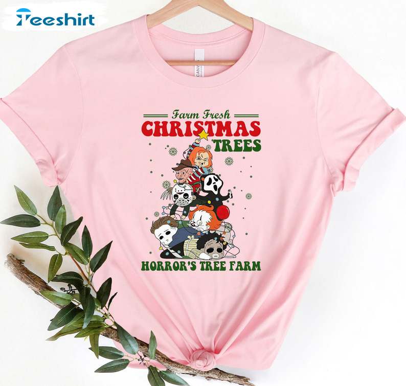 Farm Fresh Christmas Tree Horror’s Tree Farm Shirt, Christmas Unisex T-shirt Crewneck