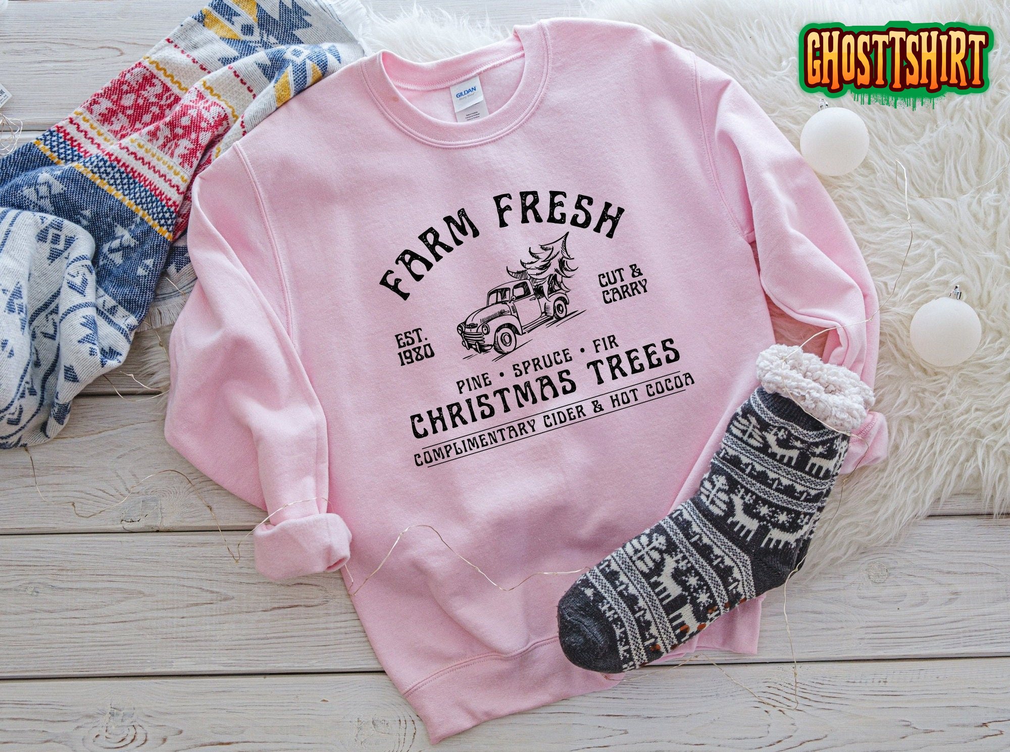 Farm Fresh Christmas Trees Sweatshirt For Women Farm Fresh Christmas Trees Sweatshirt For Women
