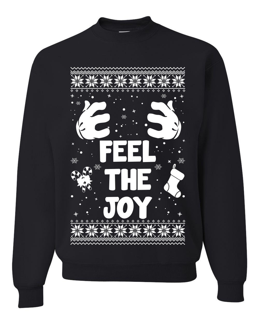 Feel The Joy Individual Couples Ugly Christmas Sweater Unisex Crewneck Graphic Sweatshirt- Best Christmas Gifts 2023