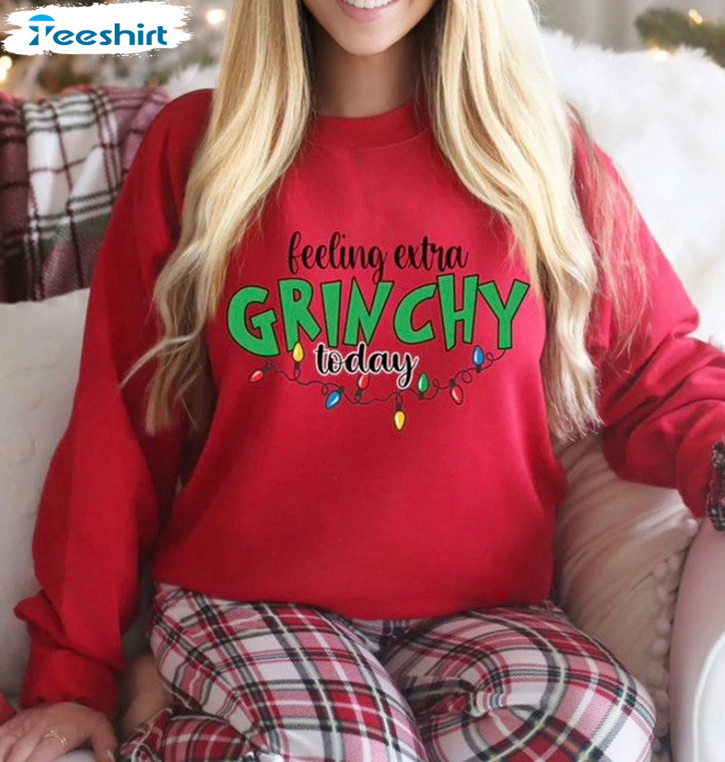 Feeling Extra Grinch Today Shirt, Funny Christmas Lights Unisex Hoodie