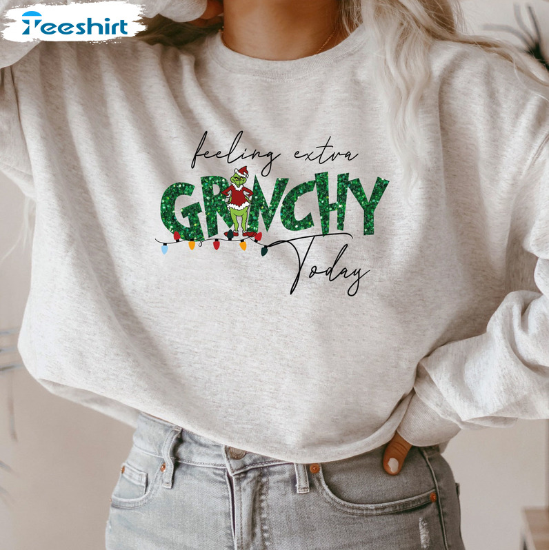 Feeling Extra Grinch Today Sweatshirt, Christmas Lights Unisex T-shirt Long Sleeve