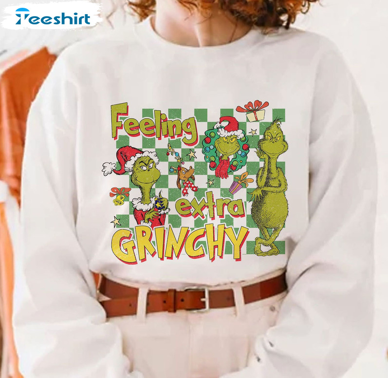 Feeling Extra Grinchy Shirt, Christmas Vintage Unisex Hoodie Long Sleeve