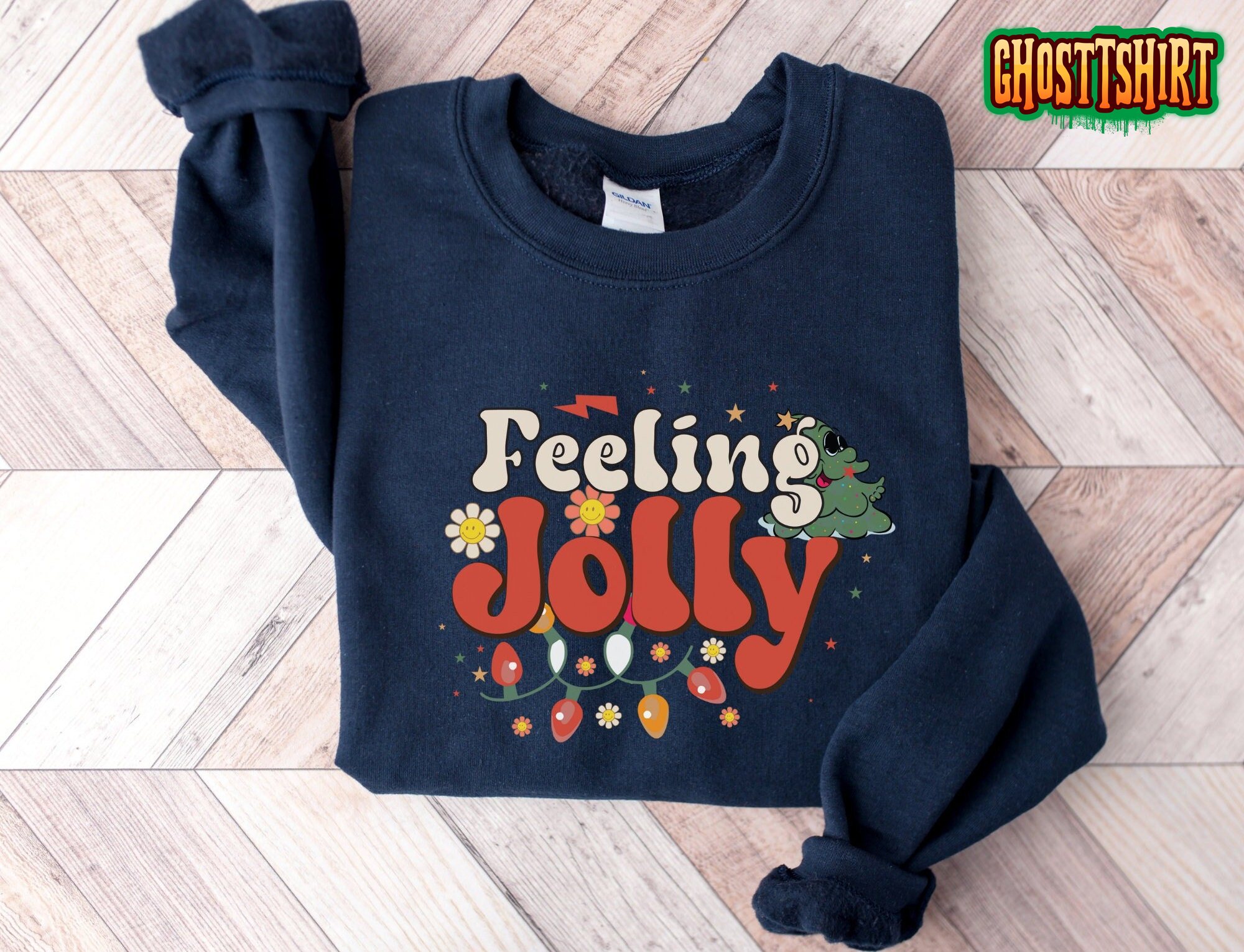 Feeling Jolly Retro Christmas Sweatshirt