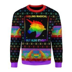 Feeling Magical But Also Stabby Ugly Christmas Sweater | For Men & Women | Adult | US3574- Best Christmas Gifts 2023