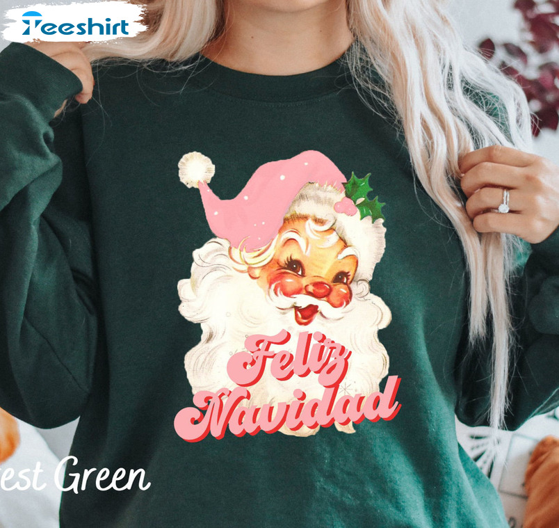 Feliz Navida Shirt, Merry Christmas Santa Claus Long Sleeve Unisex T-shirt