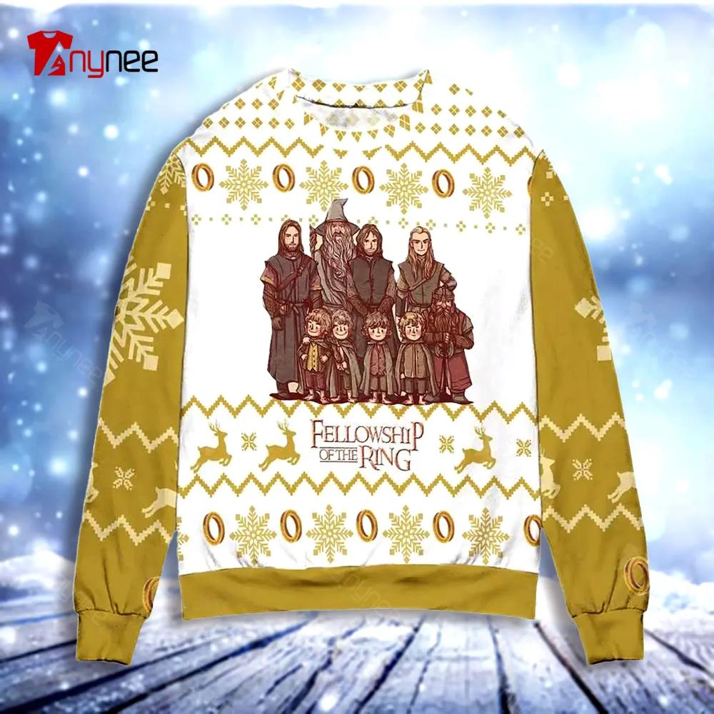 Fellowship Of The Rings Snowflake Reindeer Ugly Christmas Sweater- Best Christmas Gifts 2023