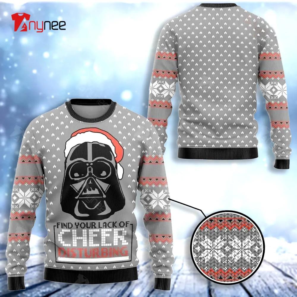 Find Your Lack Of Cheer Disturbing Darth Vader Womens Ugly Christmas Sweater- Best Christmas Gifts 2023