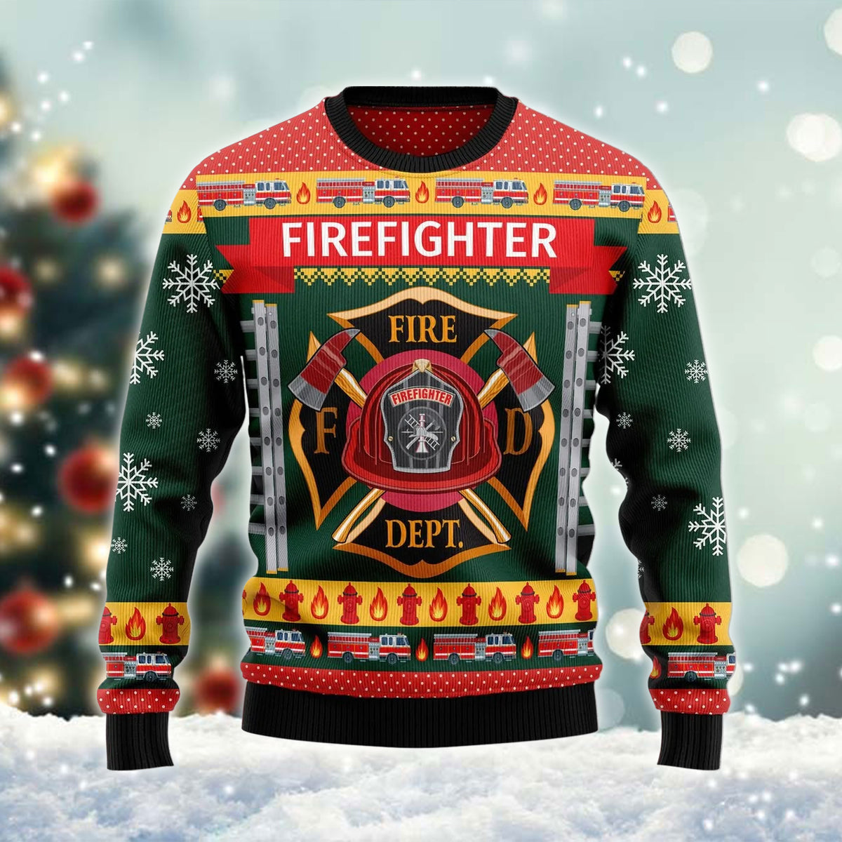 Firefighter Fire Dept Xmas Ugly Sweater – Best Christmas Gifts 2023