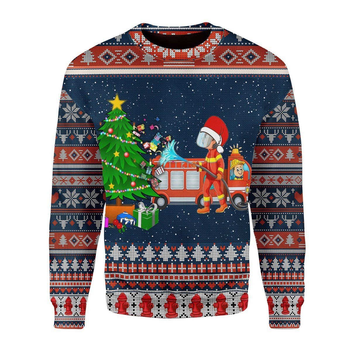 Firefighter Presents Ugly Christmas Sweater | For Men & Women | Adult | US3418- Best Christmas Gifts 2023