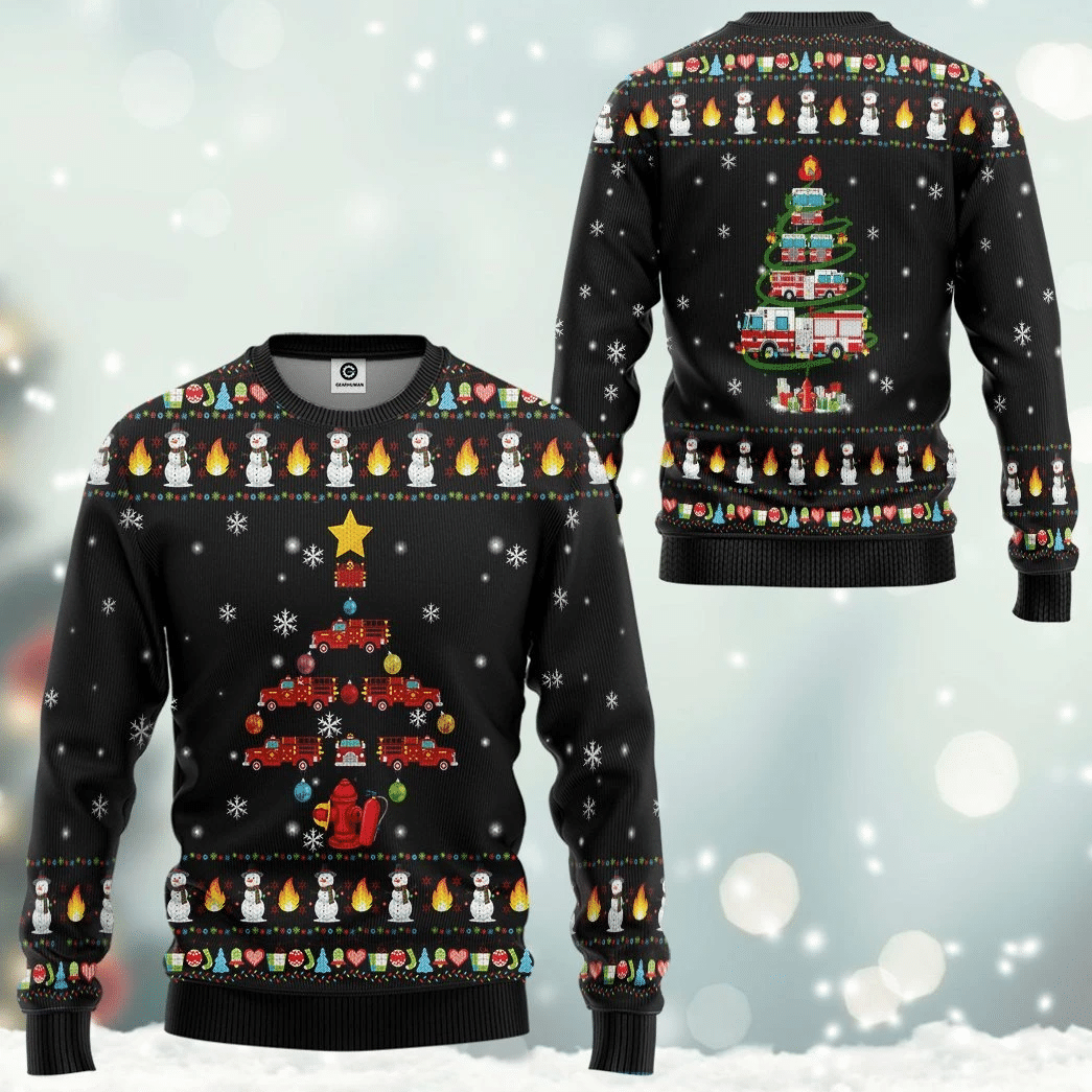 Firefighter Truck Tree Ugly Christmas Sweater | For Men & Women | Adult | US3245- Best Christmas Gifts 2023