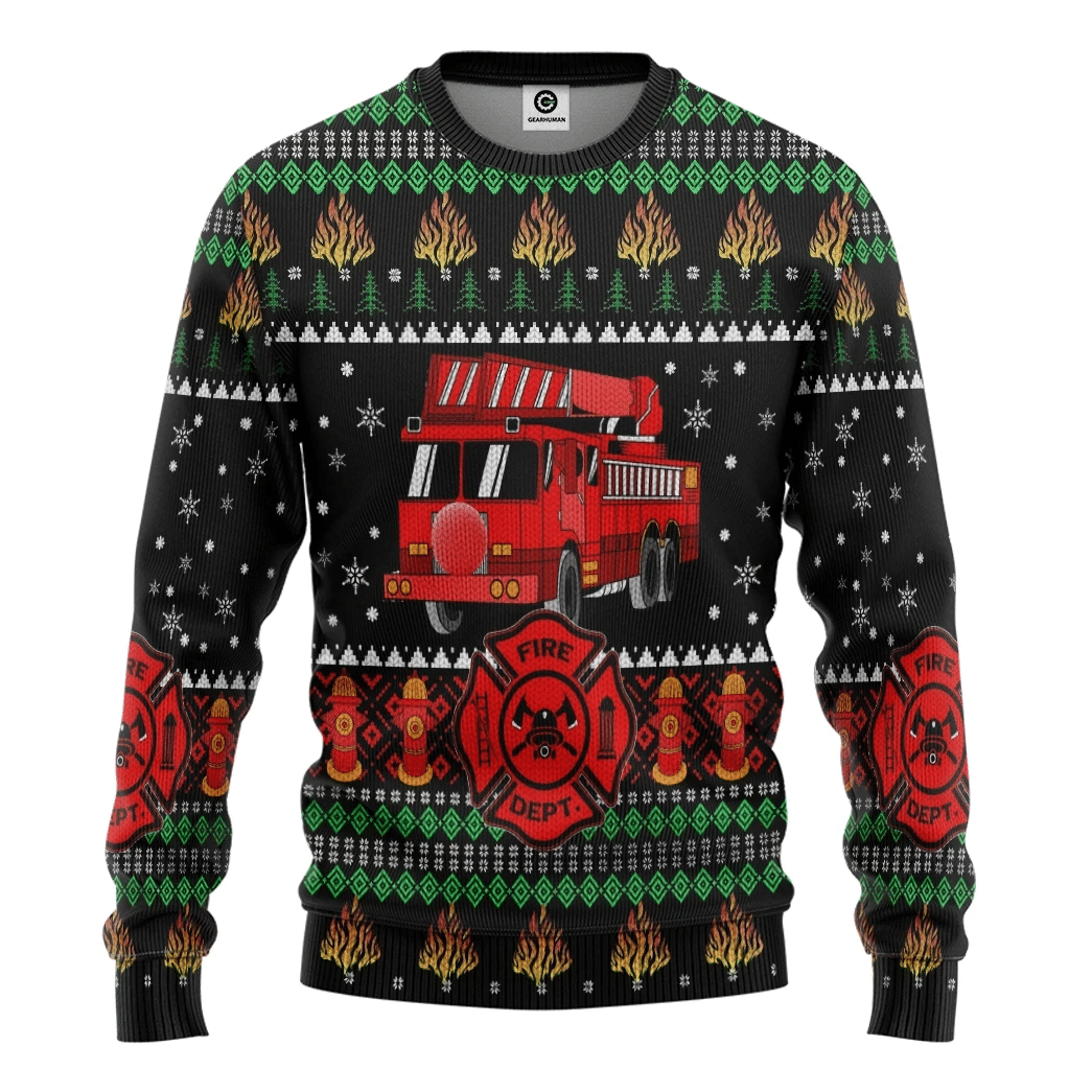 Firefighter Truck Ugly Christmas Sweater | For Men & Women | Adult | US3229- Best Christmas Gifts 2023