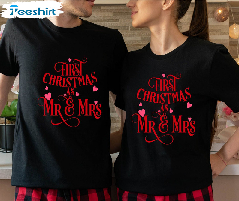 First Christmas As Mr And Mrs Shirt , Christmas Tee Tops Short Sleeve For Couple