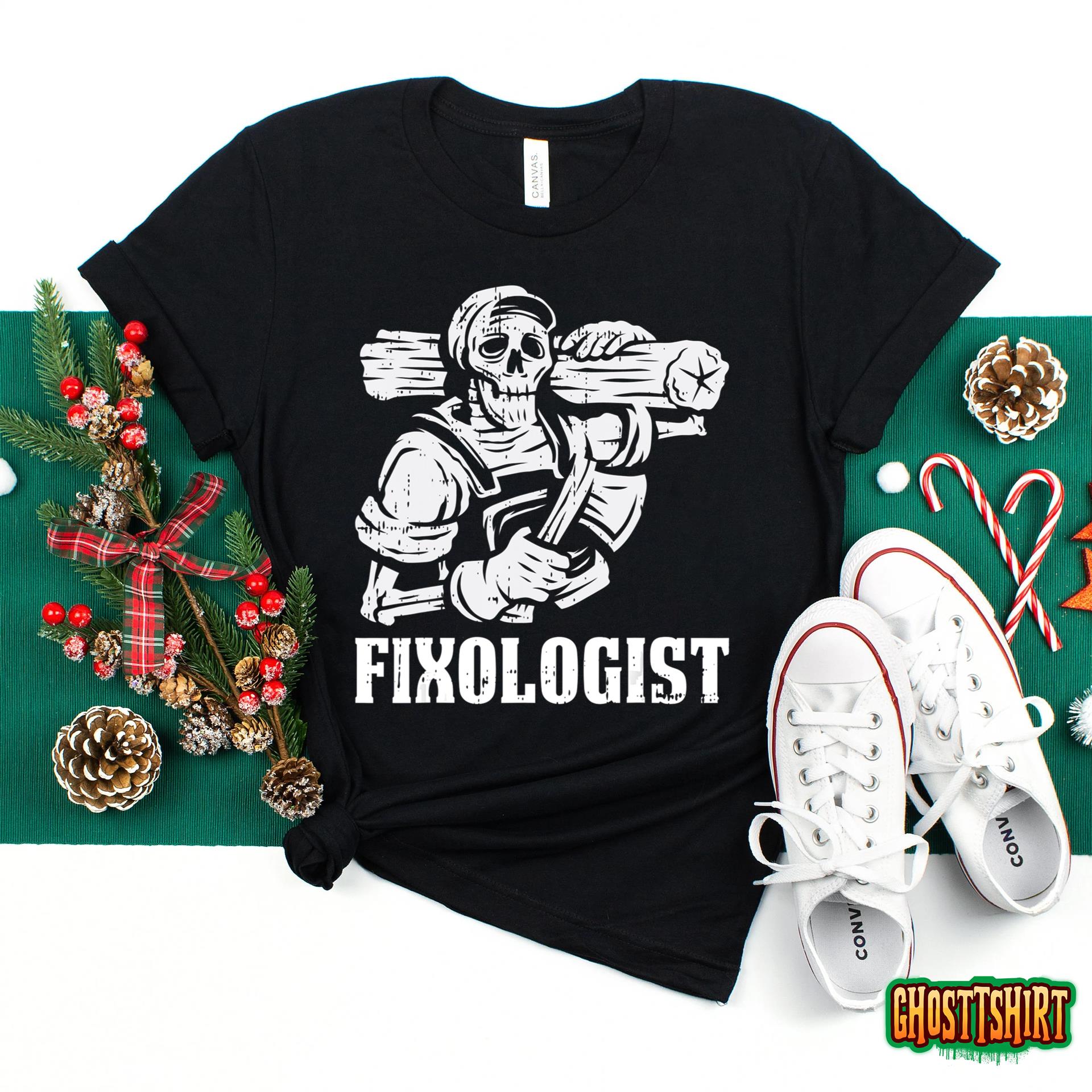 Fixologist Halloween Costume Skeleton Carpenter Handyman T-Shirt