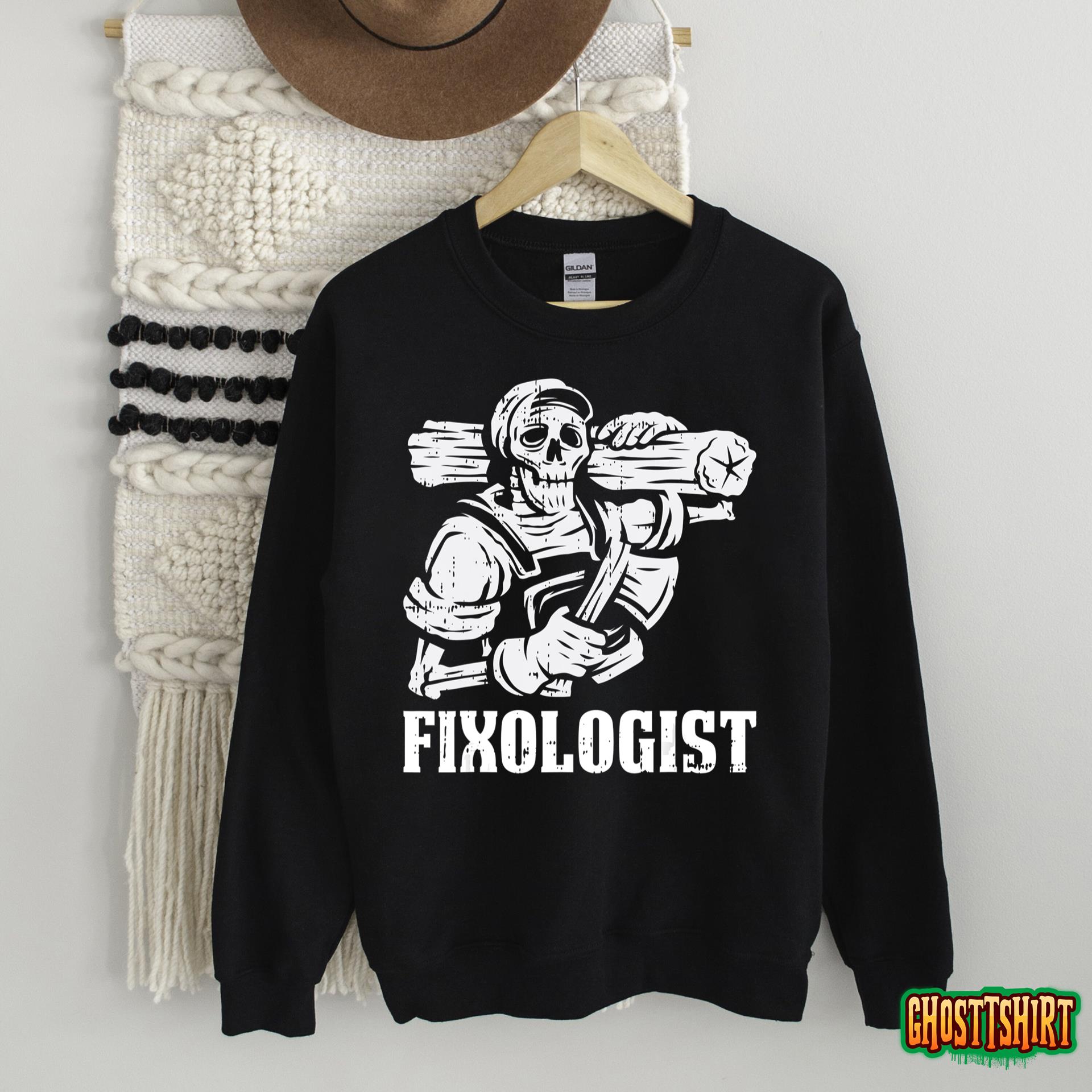 Fixologist Halloween Costume Skeleton Carpenter Handyman T-Shirt